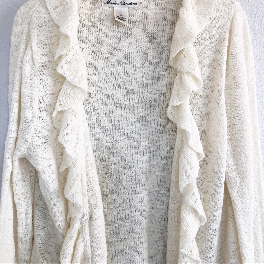 Marisa Christina Cream White Cardigan Sweater Med - Picture 3 of 6